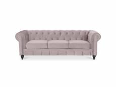 Canape chesterfield velours 3 places altesse taupe