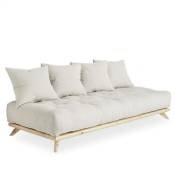 Canapé convertible futon senza pin naturel coloris naturel couchage 90 cm. - natural