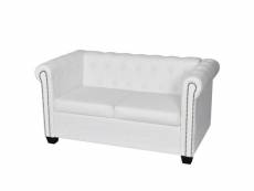 Canapé fixe 2 places | canapé scandinave sofa cuir synthétique blanc meuble pro frco78724