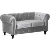Canapé fixe Chesterfield Velours Aliza - 157 x 82