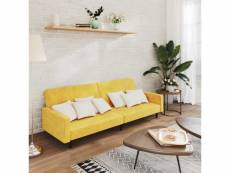 Canapé-lit astucieux à 2 places jaune velours - 220 x 84,5 x 69