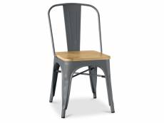 Chaise de salle à manger - design industriel - bois et acier - stylix gris foncé