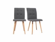 Chaise design en tissu gris foncé et bois clair massif (lot de 2) horta