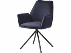 Chaise fauteuil rembourré salon bureau avec accoudoirs rotation 90° en velours gris anthracite fal04032