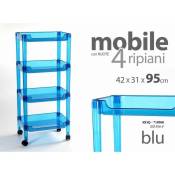 Chariot de salle de bain de cuisine en plastique bleu avec roues cm 42 x 31 x 95 h