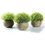 Crea - Lot de 3 petites plantes artificielles d'intérieur