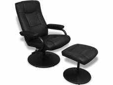 Fauteuil chaise siège lounge design club sofa salon avec repose-pied cuir synthétique noir helloshop26 1102063par4