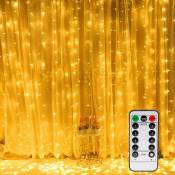 Groofoo - Rideau Lumineux,Fenêtre Guirlandes Lumineuses 300 led 3m×3m,8 Modes d'Eclairage,Ambiance pour Décoration