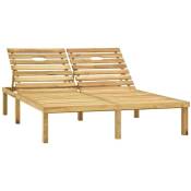 Helloshop26 - Transat chaise longue bain de soleil lit de jardin terrasse meuble d'extérieur double bois de pin imprégné de vert - Bois
