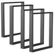 HOMCOM Lot de 4 pieds rectangulaires en acier noir pour table - hauteur 72 cm - design contemporain