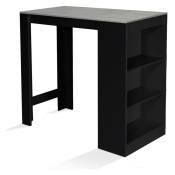 Idmarket - Table de bar barth 2 à 4 personnes bois noir mat et plateau effet béton