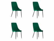 Imolet - lot de 4 chaises en velours salon/salle à manger/bureau - 93.5x61x48.5 cm - chaise de salle à manger - vert