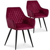 Intensedeco - Lot de 2 chaises Victoria en velours rouge pieds noir - Rouge