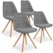 Intensedeco - Lot de 4 chaises scandinaves Frida tissu Gris - Gris