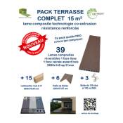 Kit complet 15 m² terrasse composite Coexprotect® coloris ipe