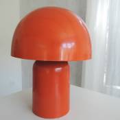 Lampe à poser champignon en métal émaillé orange