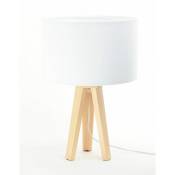 Lampe de table jasmine bebe - Matelassé blanc intérieur blanc trépied bois clair - Matelassé blanc intérieur blanc trépied bois clair