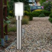Lampes de jardin extérieur lampe d'extérieur argentée lampadaire éclairage de chemin extérieur moderne, acier inoxydable métal blanc clair, IP54, 1x