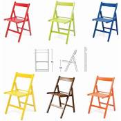 Lot de 6 chaises refermables en bois rouge, vert, marron, jaune, bleu, orange