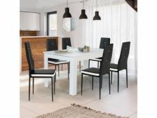 Lot de 6 chaises romane noires bandeau blanc avec strass pour salle à manger