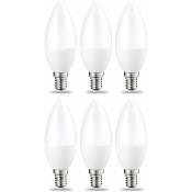 Lot de 6 petites ampoules LED en forme de flamme Culot Edison à vis E14 6 W (équivalent 40 W) Blanc chaud Intensité non variable