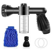 Lrapty - Pistolet arrosage pour tuyau arrosage avec réservoir savon 8 modes, Pistolet pulvérisateur d'eau en mousse de jardin lavage de
