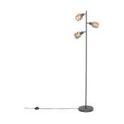 Noud - Lampadaire - 3 lumière - h 150 cm - Noir et Or - Design - éclairage intérieur - Salon i Chambre i Cuisine i Salle à manger - Noir - Qazqa