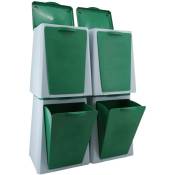 Poubelle de recyclage plastique modulaire ecube, 4 Compartiments - Capacité 40 l - Vert - Vileda