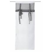 Rideaudiscount - Paire de Vitrages 2 x 45 x 120 cm à Passe Tringle Mat Store Enrouleur Blanc Gris - Blanc