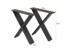Set de 2 pieds de table maribo forme x en acier 42 x 40 x 6 cm [en.casa]