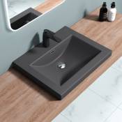 Sogood - Lavabo Vasque à Encastrer Colossum01 Fonte Minérale Solid Surface Gris Noir Mat 60 x 48 x 13 cm - Gris noir mat