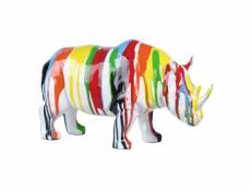 Statue rhinocéros coulures peintures multicolores h17 cm - basil drips