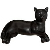Statuette Déco Céramique "Chat Couché" 19cm Noir