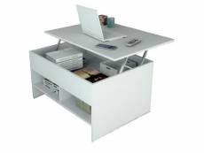 Table basse relevable 90 cm blanche 3 niches MES4003-10