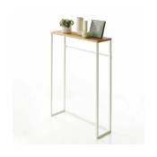 Table console en bois et acier blanc 80,5 cm x 60 cm-