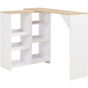 Table de bar avec bureau avec pc en bois moderne différentes couleurs Couleur : Blanc et bois