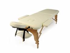 Table de massage 2 zones pliable 150 kg max accoudoirs cosmétique réglable beige helloshop26 16_0000339