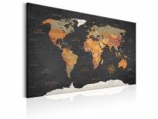 Tableau sur toile décoration murale image imprimée cadre en bois à suspendre carte du monde : les secrets de la terre 60x40 cm 11_0004344