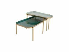 Tables basses gigognes design laquées vertes (lot