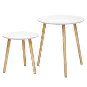 Tables basses ronde bois de pin effet bois blanc boisée