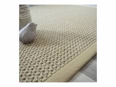 Tapis laine et sisal - albury grège - ganse coton grège - 200 x 200 cm