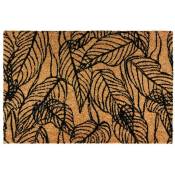 Thedecofactory - nervure - Paillasson fibre de coco motif feuilles naturel-noir 60x40 - Noir