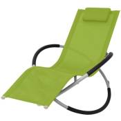 Transat chaise longue bain de soleil lit de jardin terrasse meuble d'extérieur géométrique d'extérieur acier vert