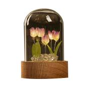 Veilleuse Tulipe Faite à la Main MatéRiel de Bricolage Tulipe Fille Salon Veilleuse Lampe de Bureau Lampe D'Ambiance Romantique-Violet