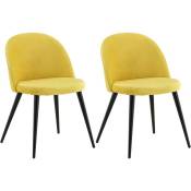 Venture Home - Chaise en velours avec pieds en acier Velvet (Lot de 2) - Jaune