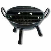 Visiodirect Barbecue rond vitrifié pour table en Acier inoxydable coloris Noir - 28 x 20 cm