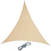 Voile d'ombrage triangle, tissu pes, imperméable, concave, toile soleil avec cordes, 3 x 3 x 3 m, sable - Relaxdays