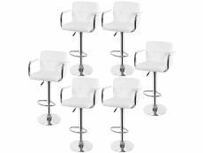 6 chaises de bar avec accoudoirs, tabourets de bar hombuy motif triangulaire blanc