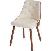 6x chaise de salle à manger Osijek, fauteuil, aspect noix, bois cintré - similicuir, crème