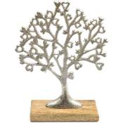 Arbre décoratif en aluminium et bois de manguier Arbre de vie Taille 1 - Argenté
